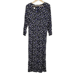 NWT Vintage Donna Ricco Women's Wide Leg Jumpsuit Rayon Floral Navy 90s 14